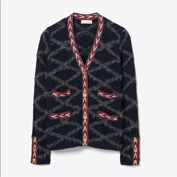 Tory Burch Tweed Trim Cardigan - Picture 1 of 8